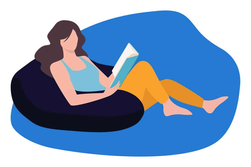 Illustration: Person liest entspannt während einer Ruhepause
